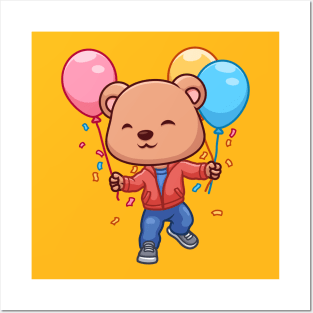 Birthday Bear Cute Cartoon Posters and Art